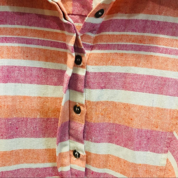 Entro Girl’s Linen Blend Sleeveless Midi Dress in Sz. Medium Pink Orange Stripes - Picture 6 of 8